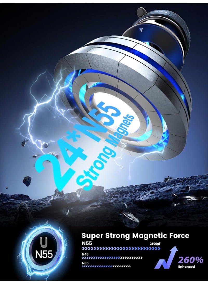 حامل هاتف مغناطيسي نانو جل مُطوّر بزاوية 360 درجة، حامل هاتف للسيارة متوافق مع Magsafe [قوة شفط فائقة تزيد عن 108 رطل وقوة مغناطيسية فائقة تبلغ 3000 غرام]، حامل هاتف مزود بكوب شفط للسيارة/لهاتف iPhone 17 Pro Max - Image 4